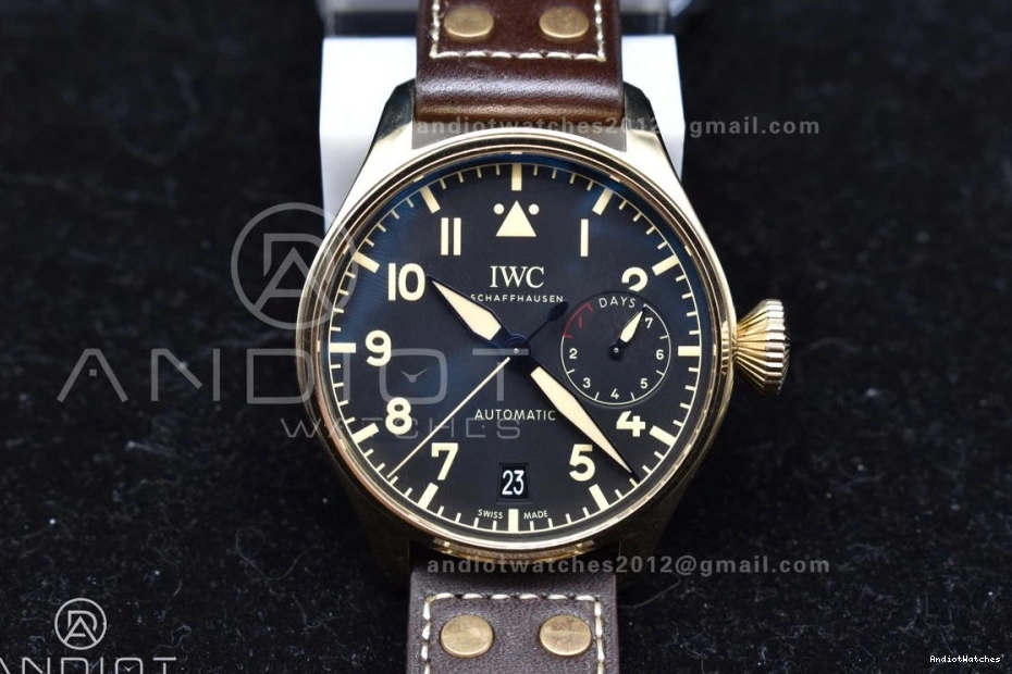 Strap 1:1 on A Real Edition Bronze Minimalist 519 Pilot Big IW501005 Leather ZF Brown Black Dial Best 0302